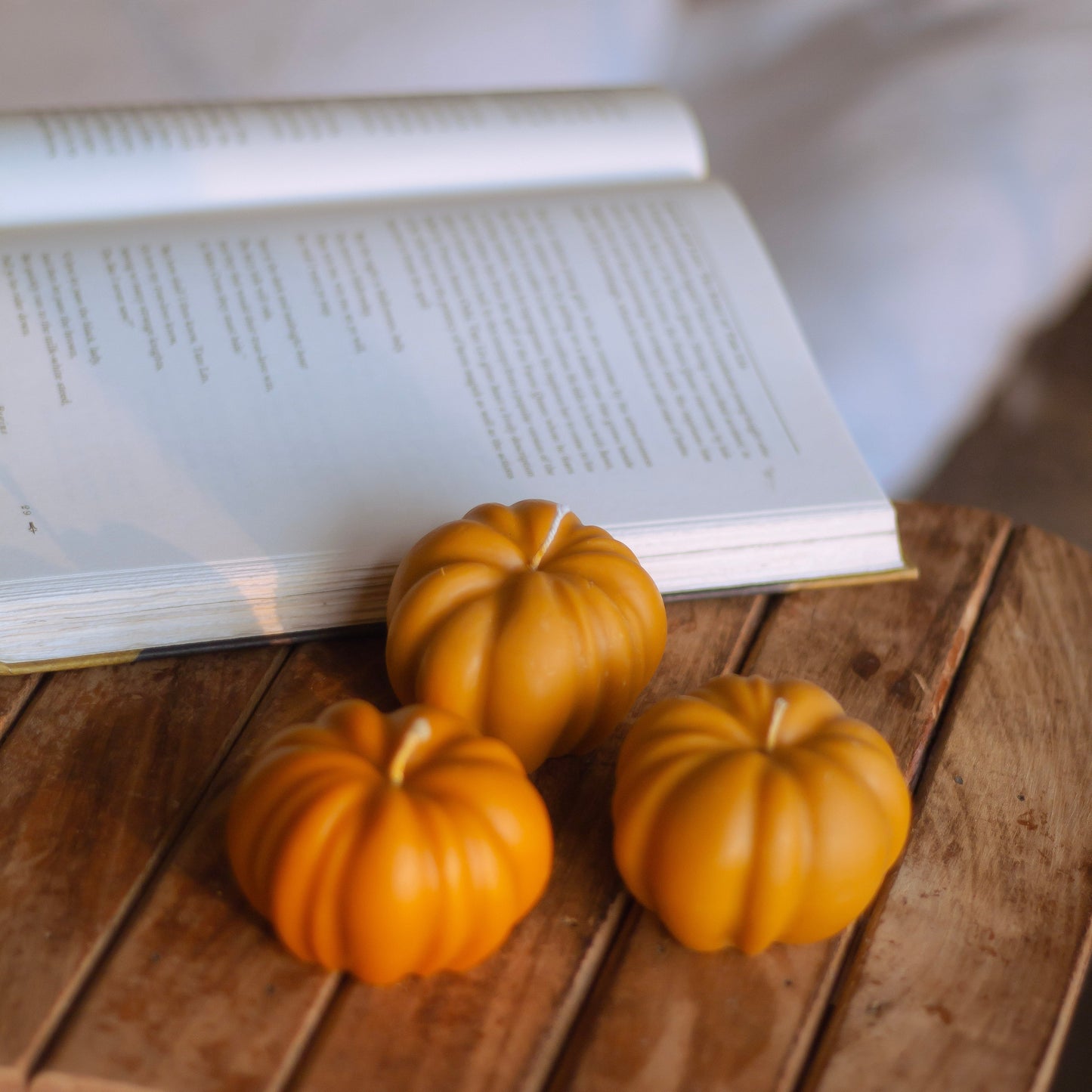 Orange Pumpkin Shape Decorative Candle Set of 3