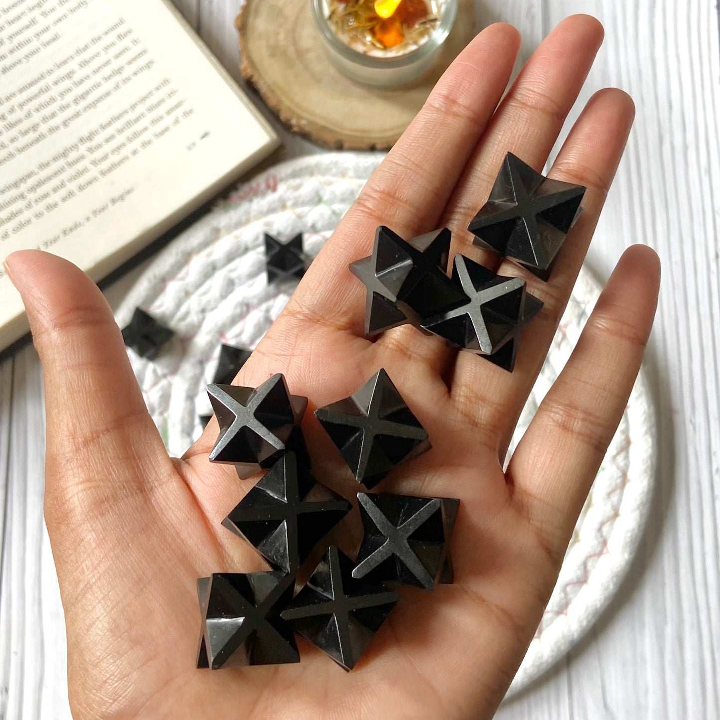 Black Tourmaline Merkaba Crystal carving | Stone of Protection