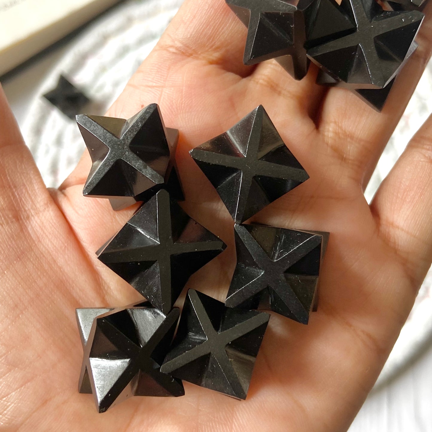 Black Tourmaline Merkaba Crystal carving | Stone of Protection