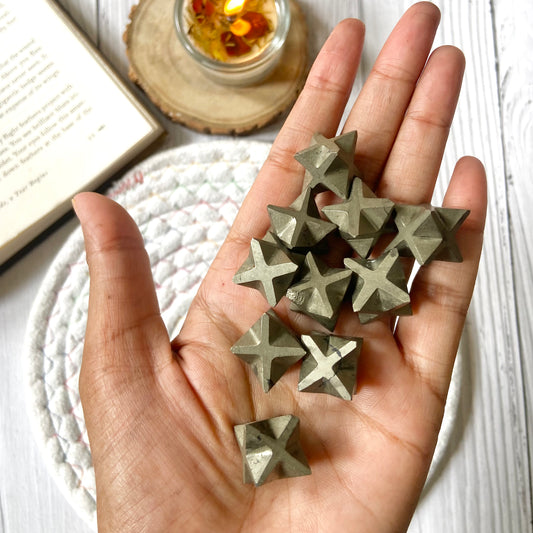 Pyrite Merkaba Crystal Carving | Stone for financial abundance