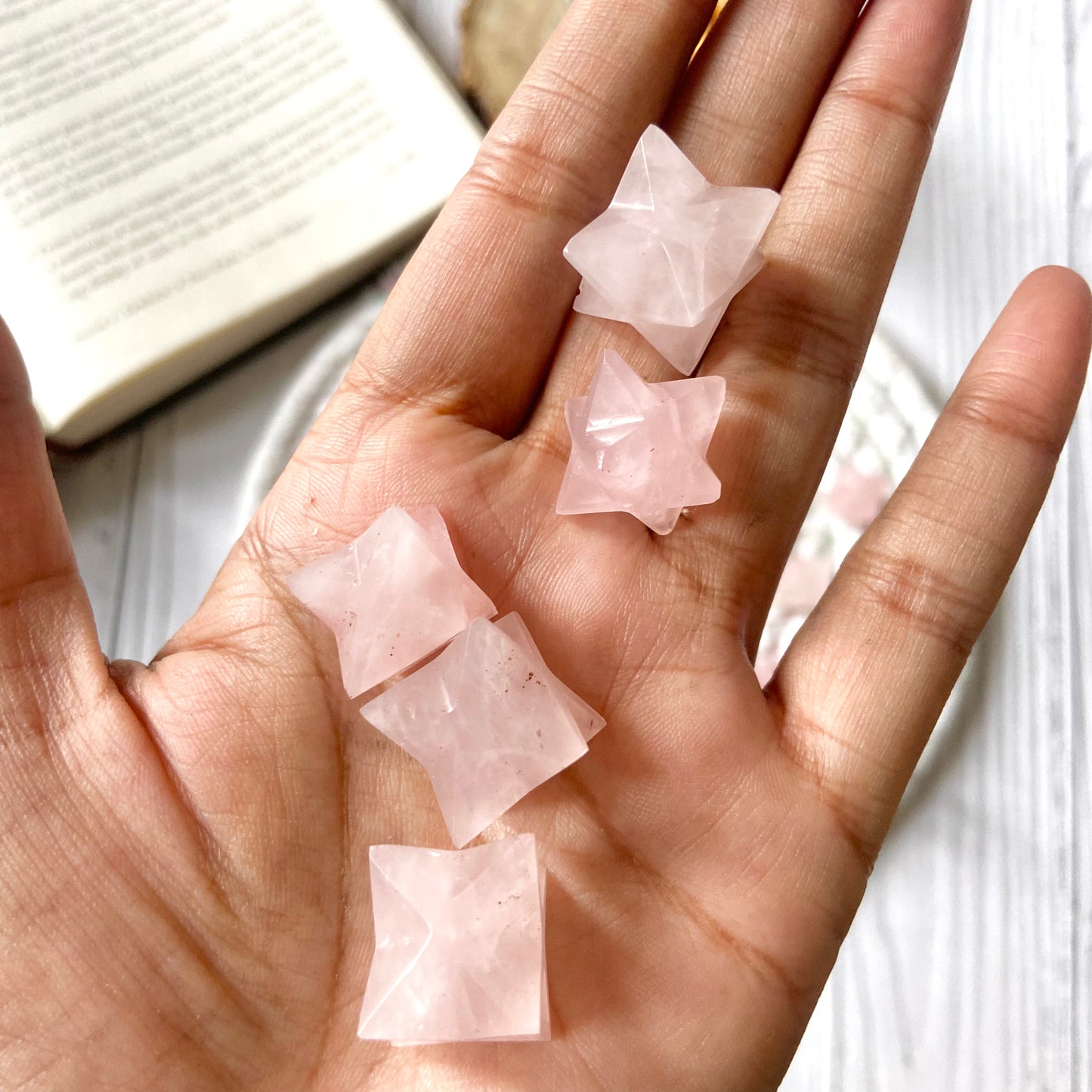 Rose Quartz Merkaba Crystal Carving - Pack of 2 | Stone for Love & Self Love