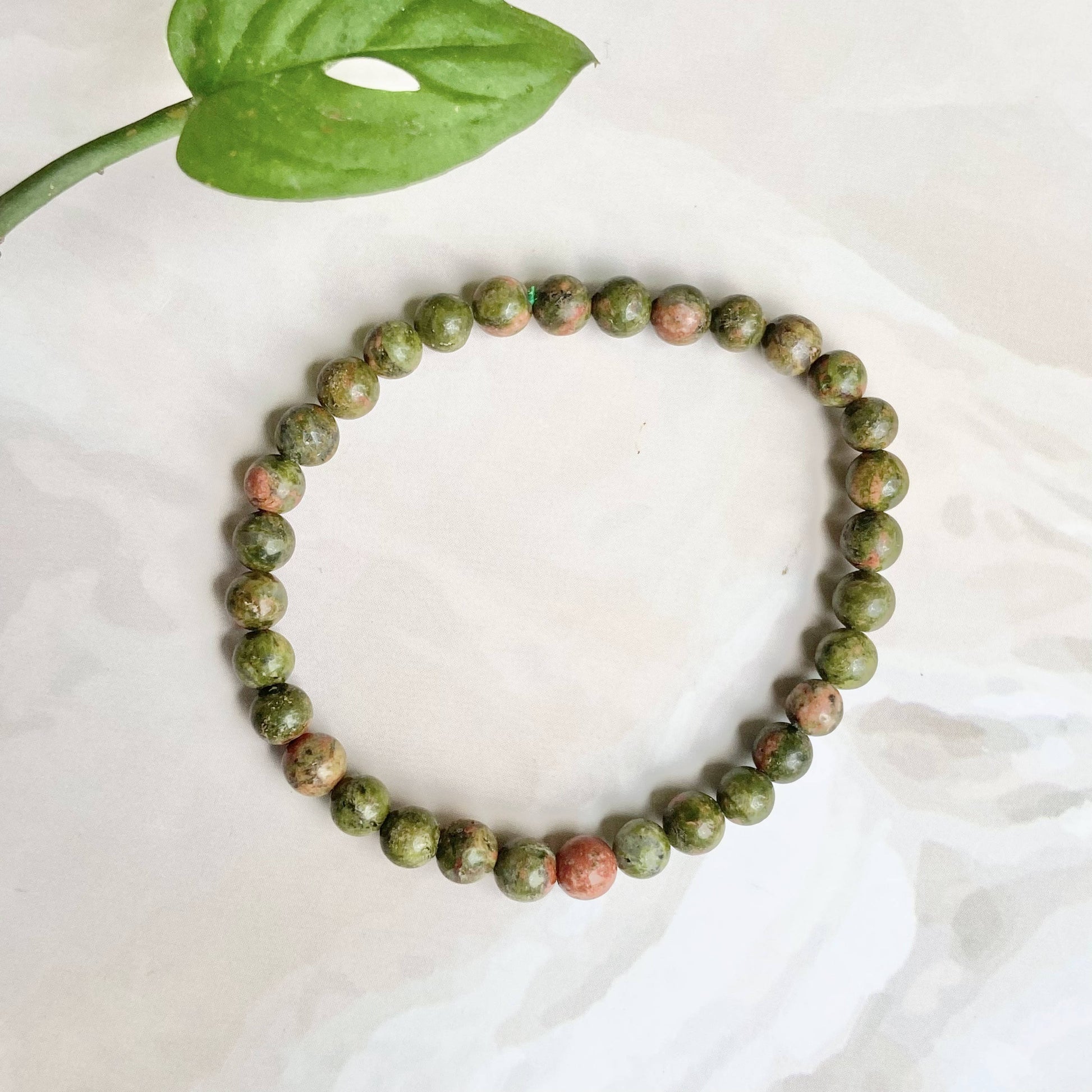 Unakite Bead Bracelet - 6Mm | Stone For Activating Third Eye Chakra Crystal & Stones