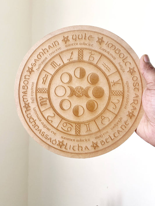 Altar Tile | Carved Sabbaths Zodiac Moon Phase Altarware