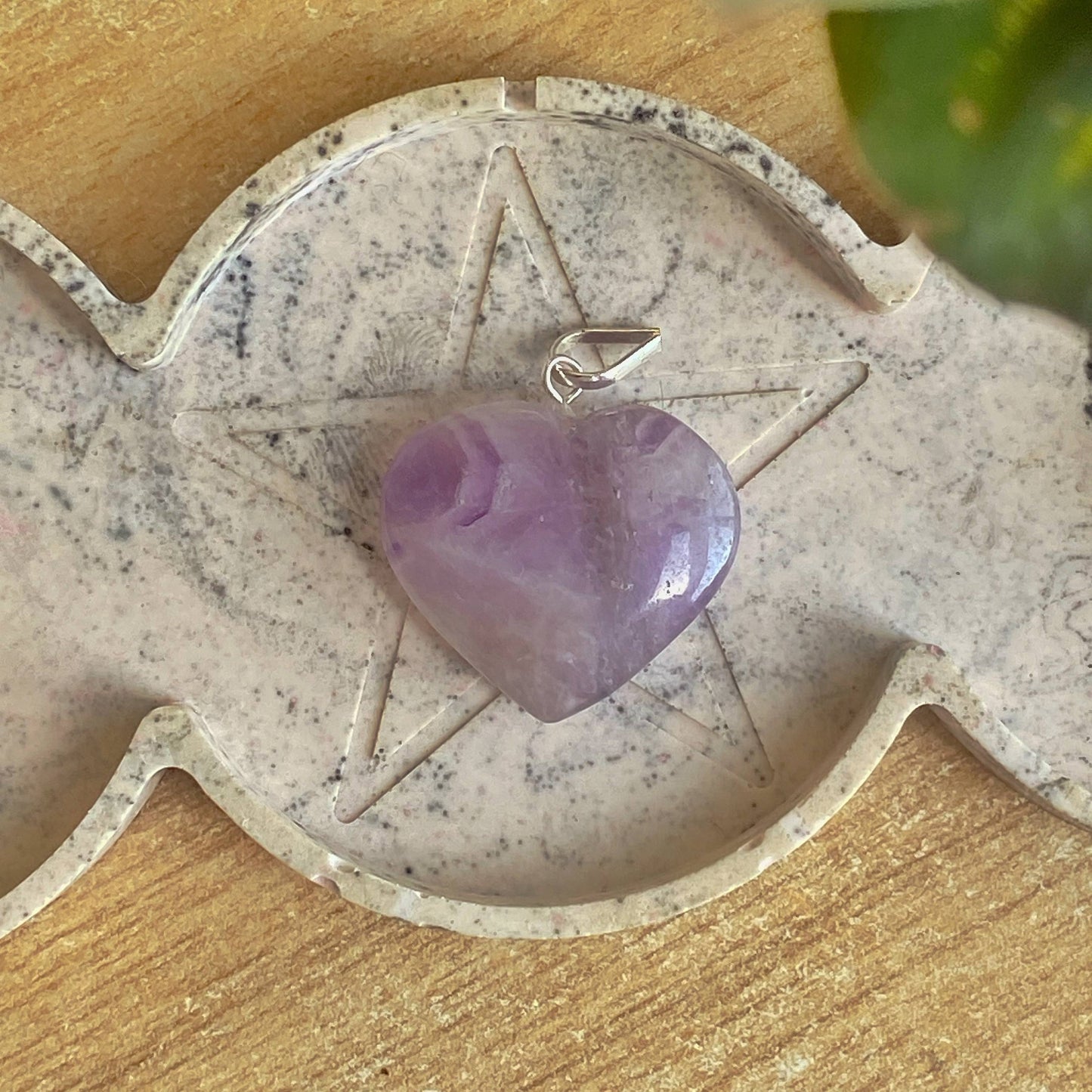 Amethyst Heart Pendant With Black Cord Crystals & Stones