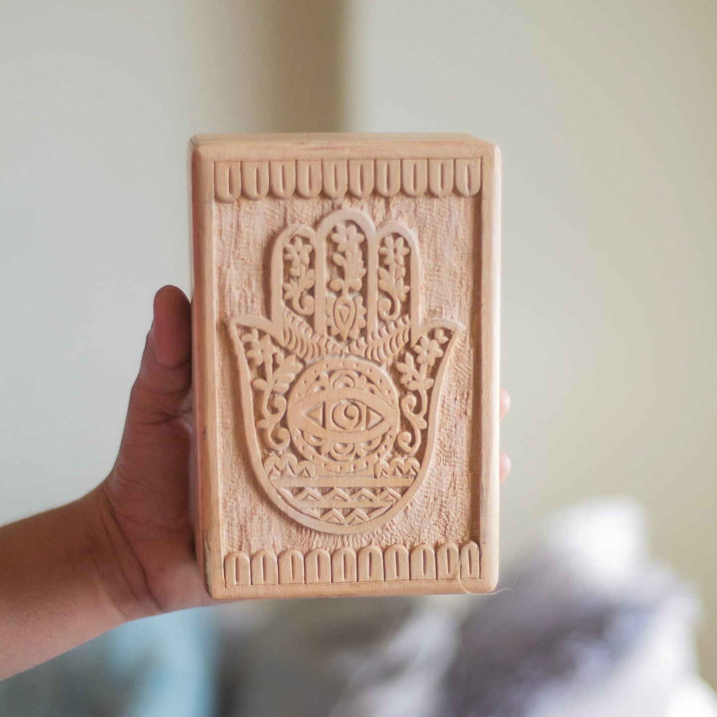 Hamsa Carved Wooden Box Altarware | Altar
