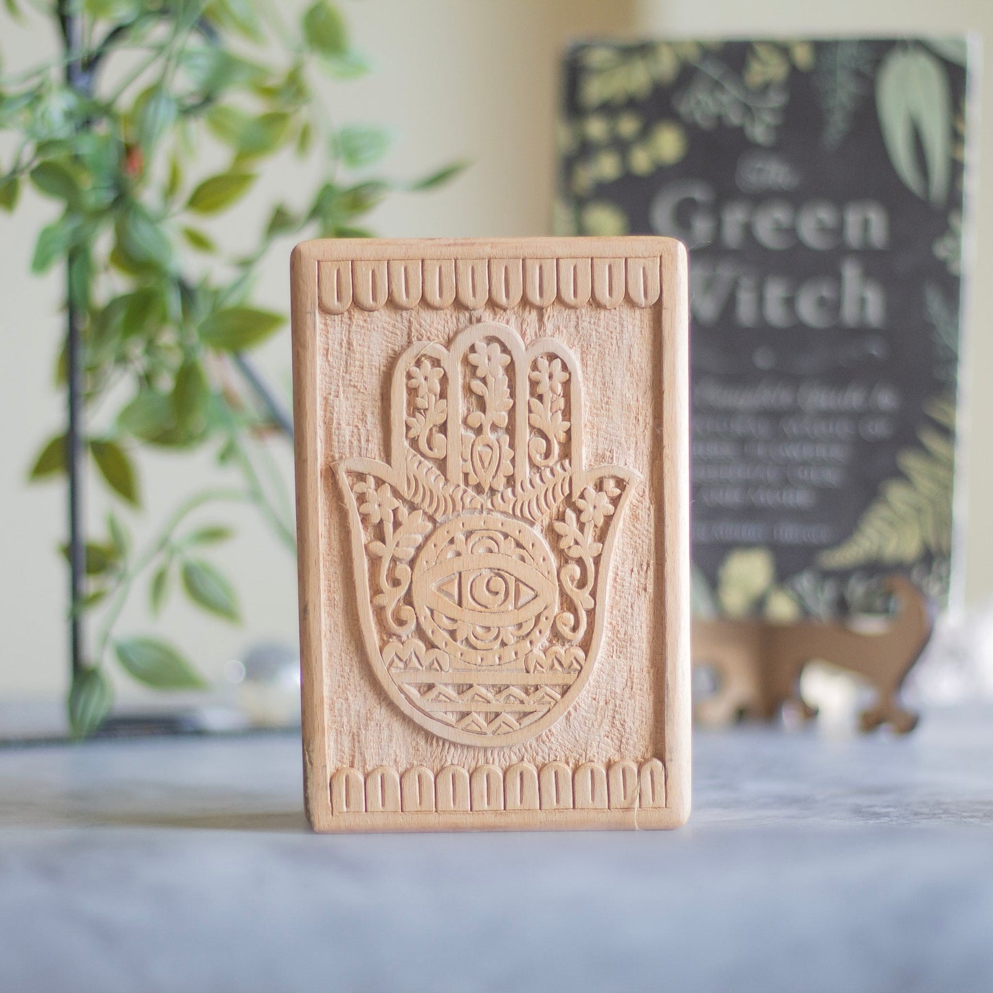 Hamsa Carved Wooden Box Altarware | Altar