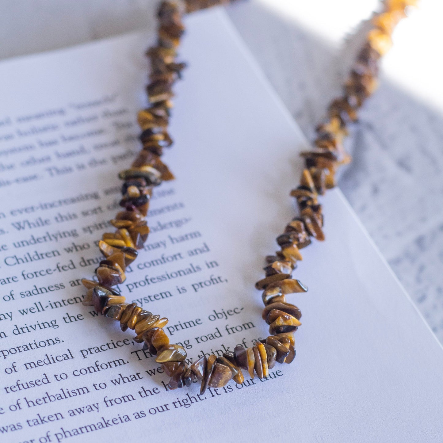 Tigers Eye Chips Necklace Crystal & Stones