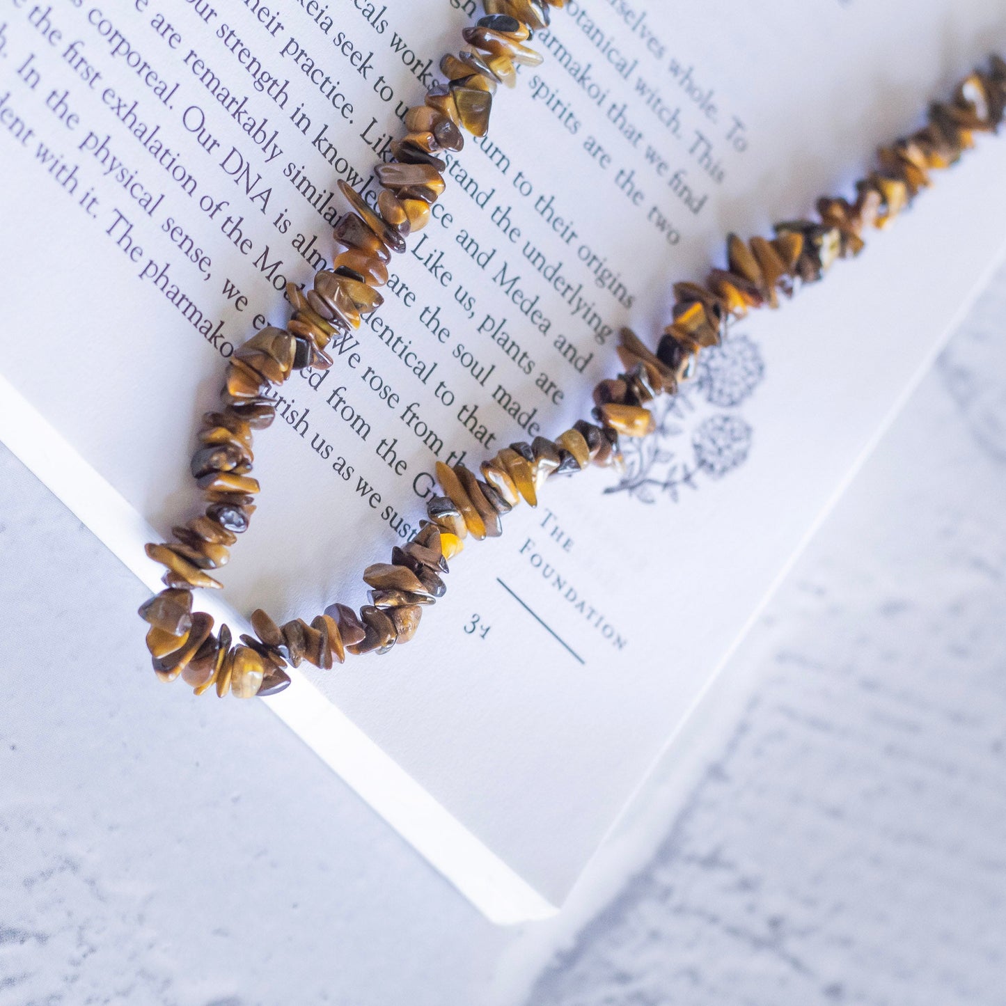 Tigers Eye Chips Necklace Crystal & Stones