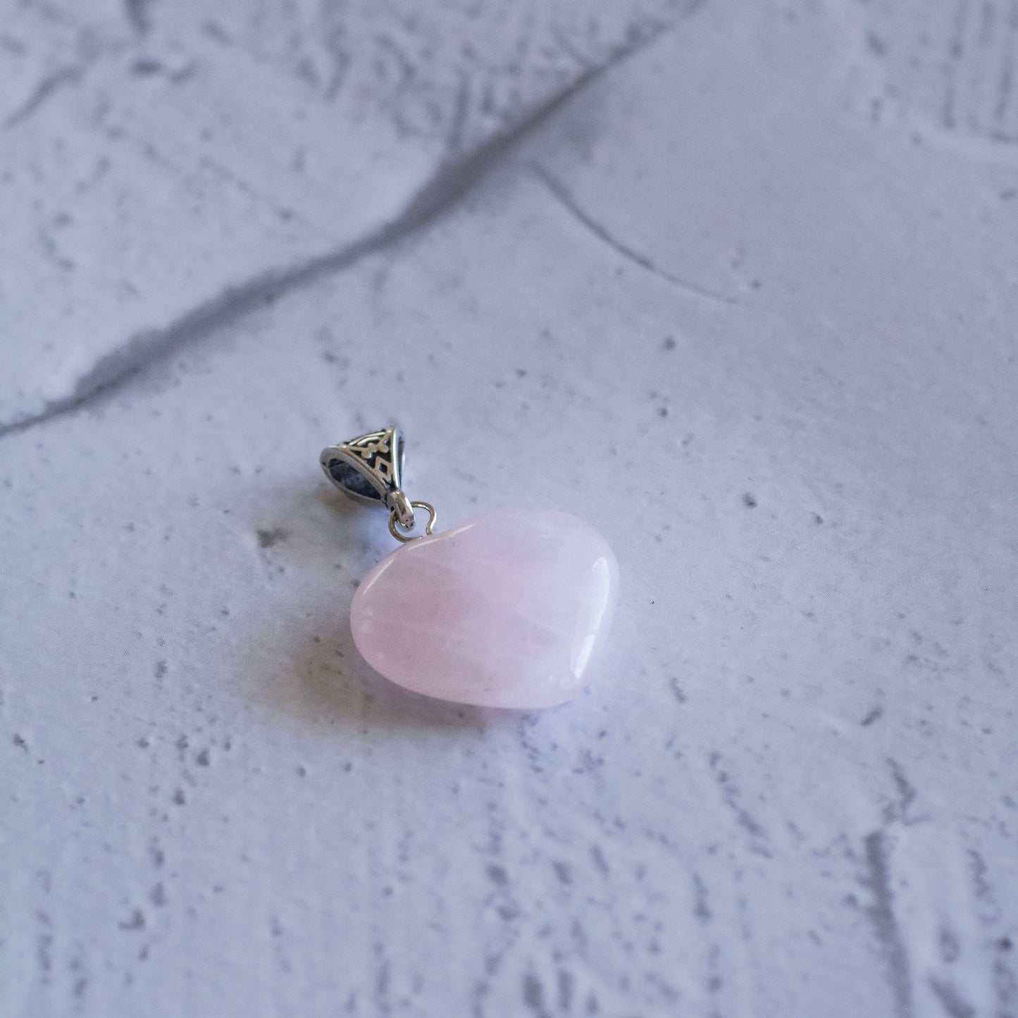 Rose Quartz Heart Pendant With Black Cord Crystal Jewellery