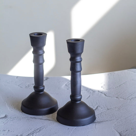 Black Glass Candle Holder | Set Of 2 Altarware Altar