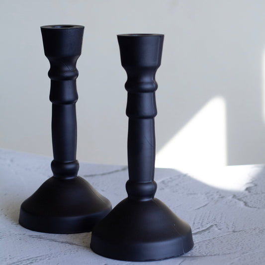 Black Glass Candle Holder | Set Of 2 Altarware Altar