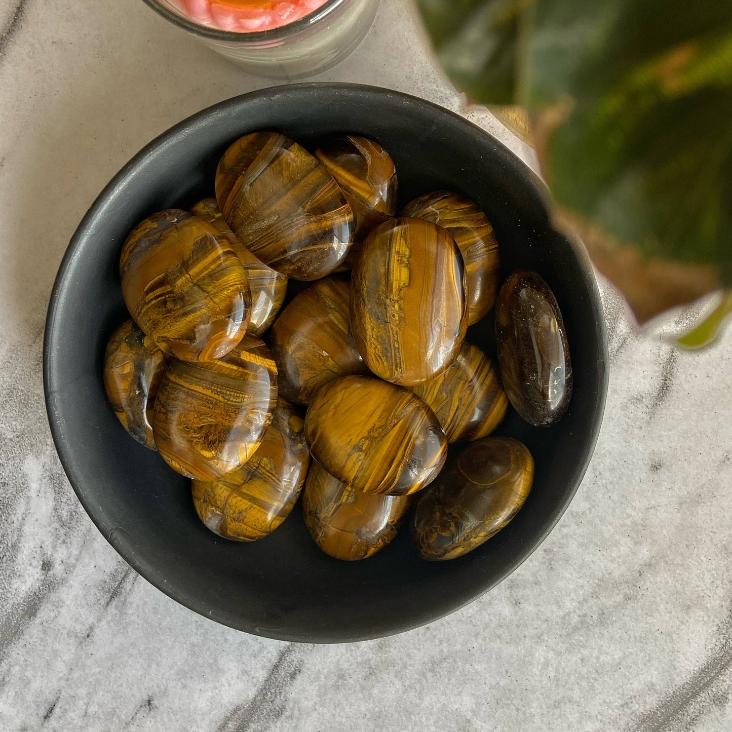 Tigers Eye Palm Stone | Promotes Wealth & Protection Against Negative Crystal Stones