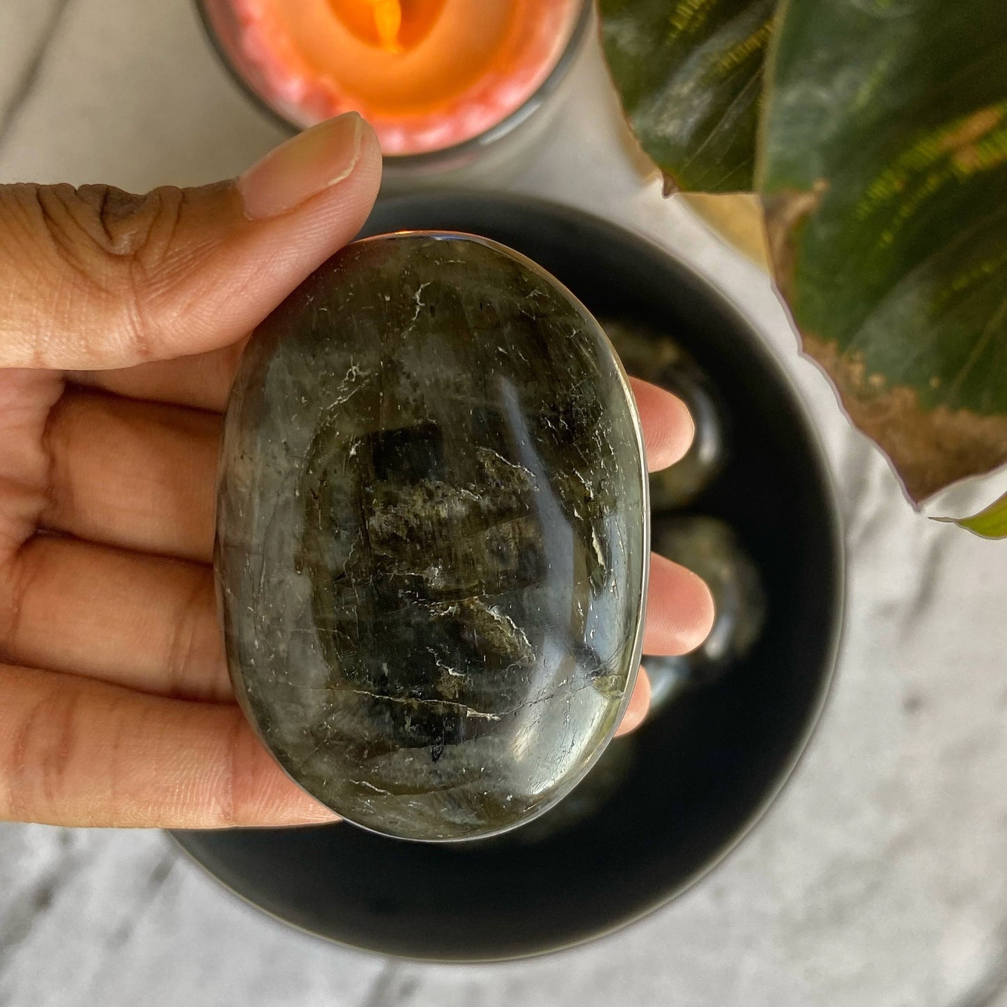 Labradorite Palm Stone | Strengthen The Psychic Abilities & Intuition Crystal Stones