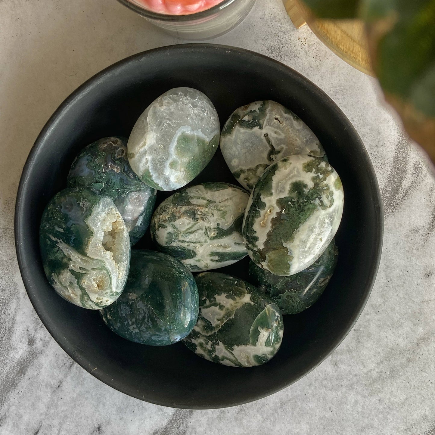 Moss Agate Palm Stone | Promotes Wealth And Business Growth Crystal & Stones
