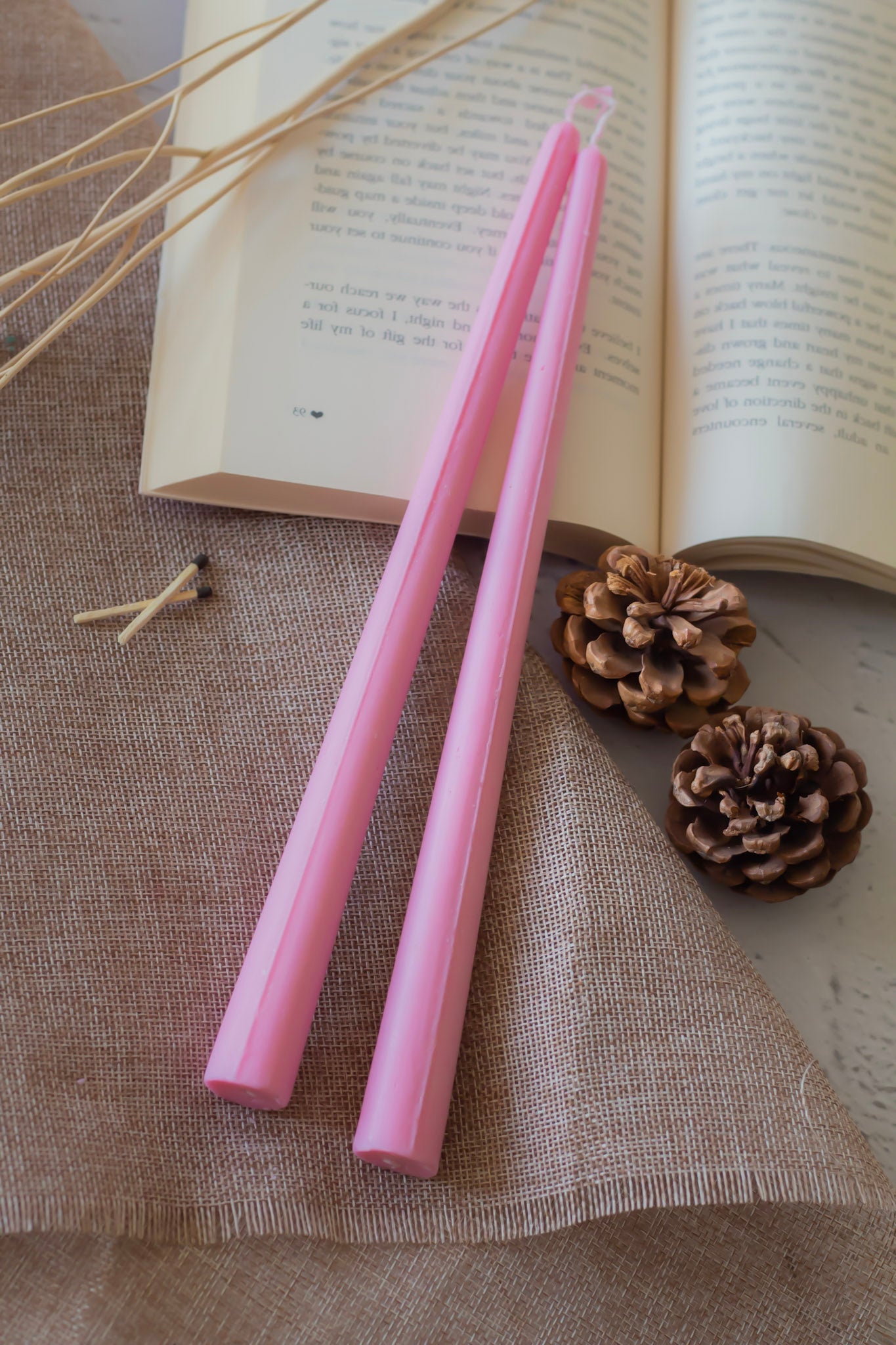 Extra Long Pink Taper - Set Of 2 | Soy Wax Candles