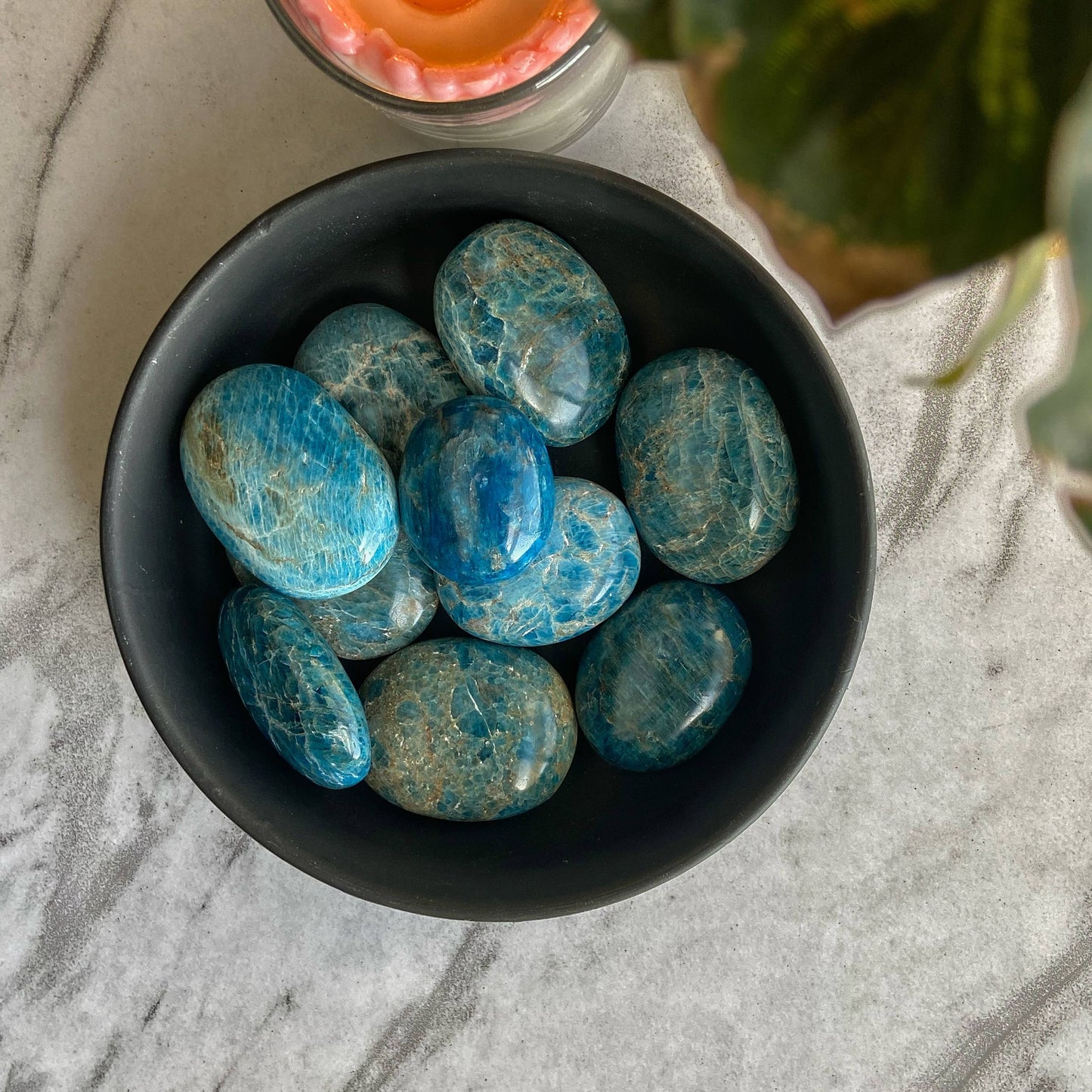 Blue Apatite Palm Stone | Motivational Promotes Focus & Ambitiousness Crystal Stones