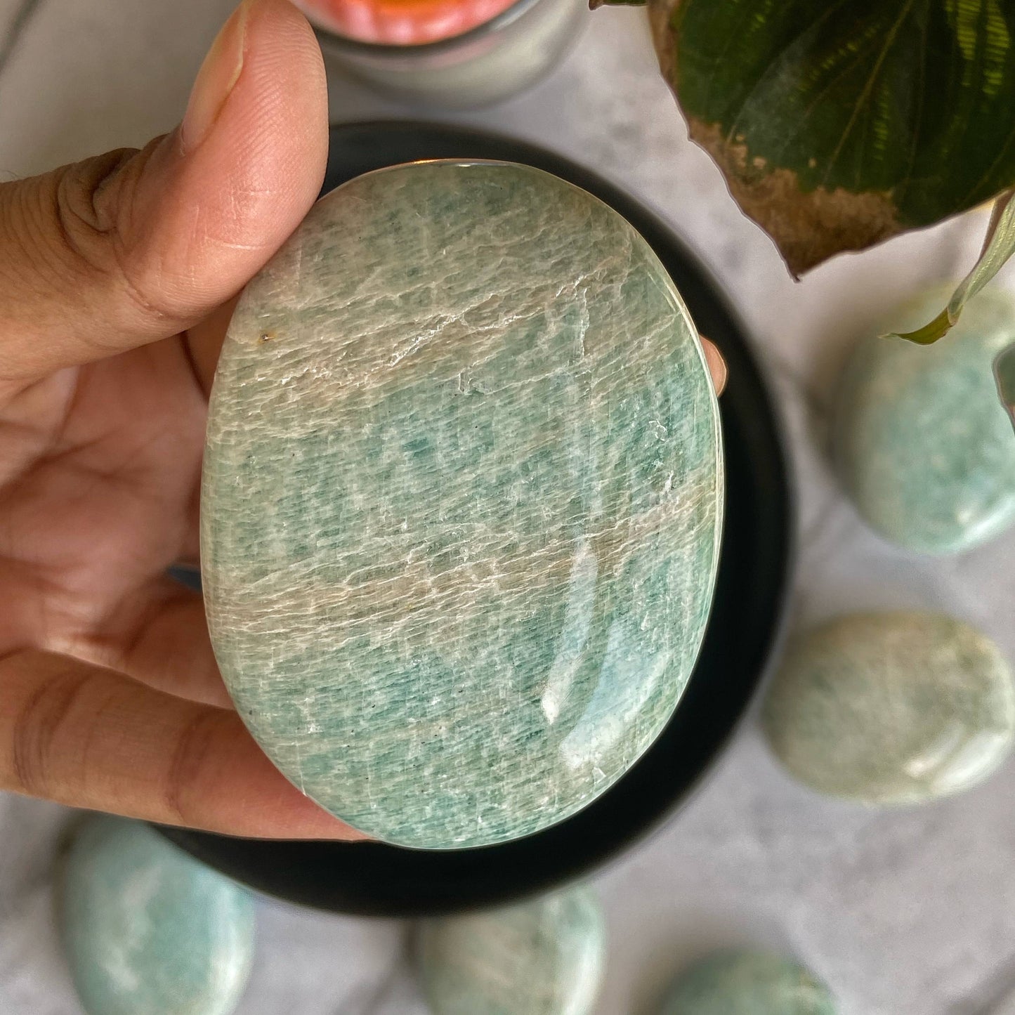 Amazonite Palm Stone | Money Wealth & Success Crystal Stones