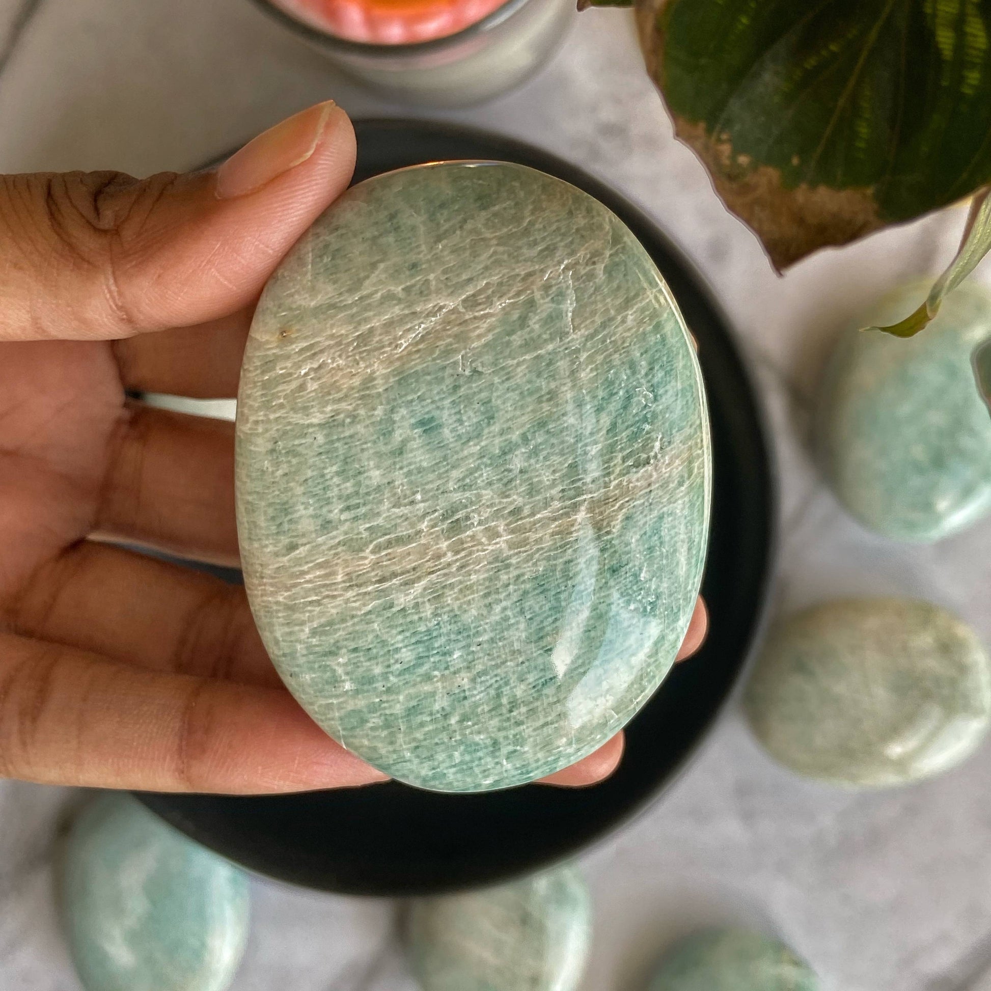 Amazonite Palm Stone | Money Wealth & Success Crystal Stones