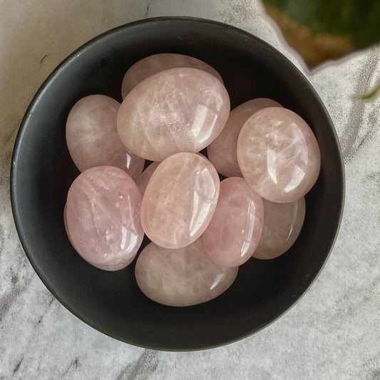 Rose Quartz Palm Stone | Self Love & Confidence Crystal Stones