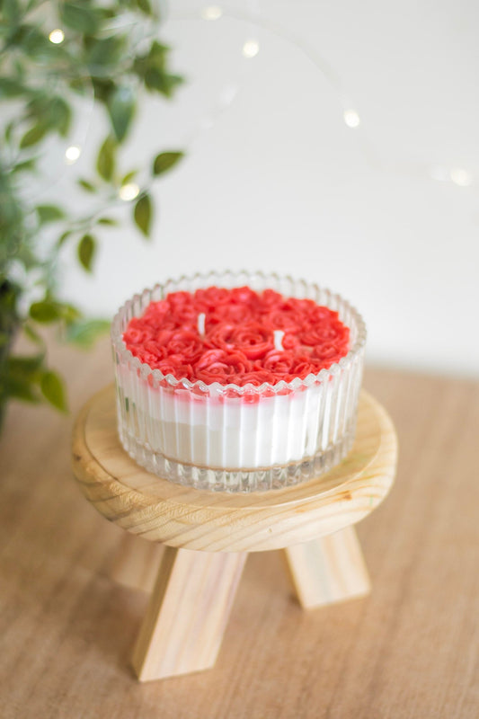 Red Rose bouquet Soy Scented Candle pack of 3 Candy Jar