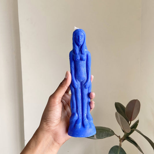 Blue Female Figurine Candle Candles