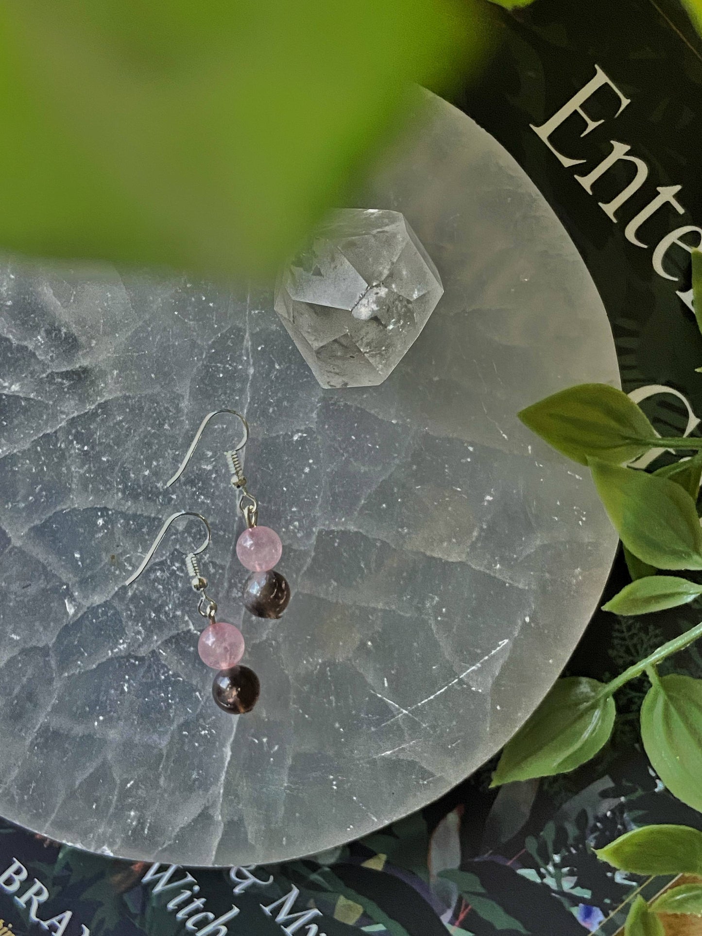 Rose Quartz + Smoky Bead Earring Crystal & Stones