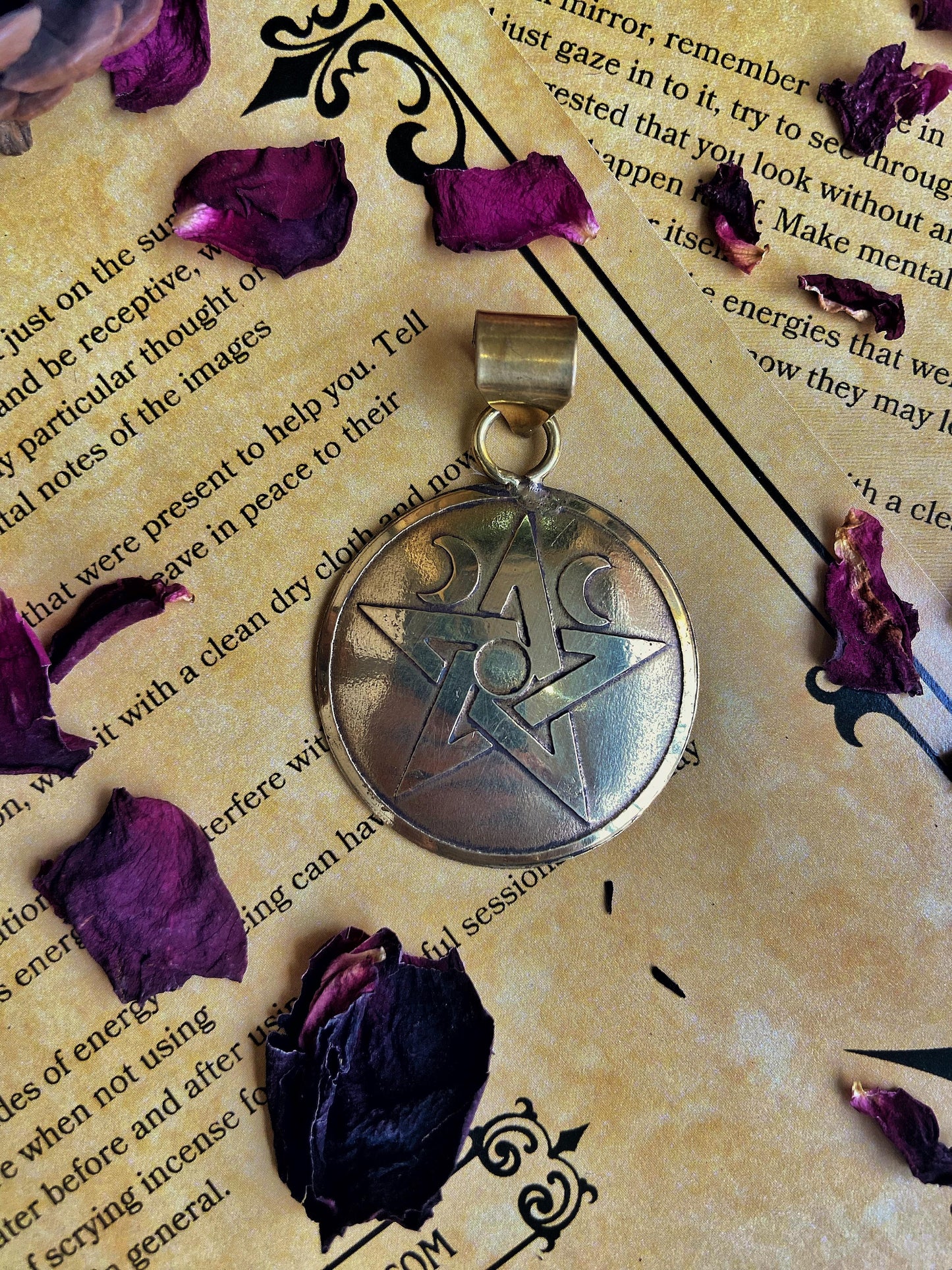 Pentacle Brass Pendant with Cord