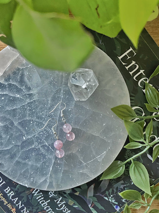 Rose Quartz Bead Earring Crystal & Stones