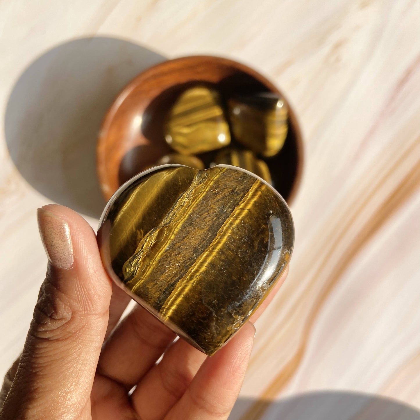 Tigers Eye Heart Carving | Stone For Protection Against Evil Crystal & Stones