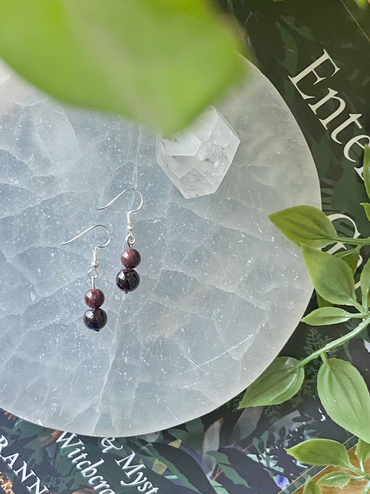 Garnet Bead Earring Crystal & Stones