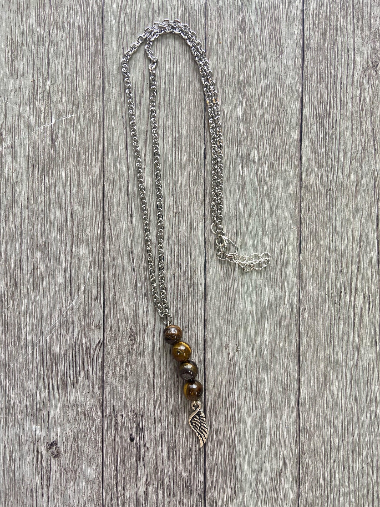 Tigers Eye Bead Necklace With Random Charm Crystal Jewellery