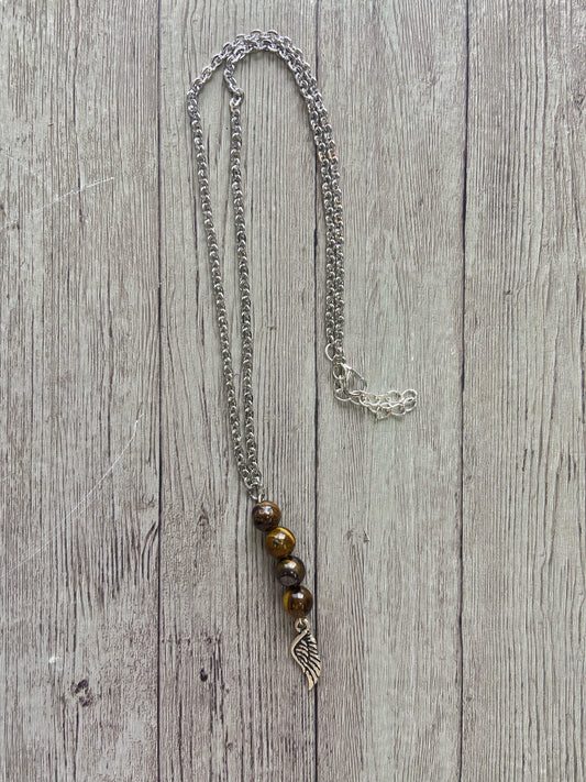 Tigers Eye Bead Necklace With Random Charm Crystal Jewellery