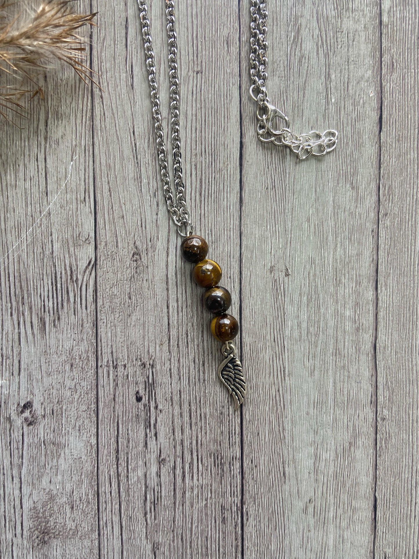 Tigers Eye Bead Necklace With Random Charm Crystal Jewellery