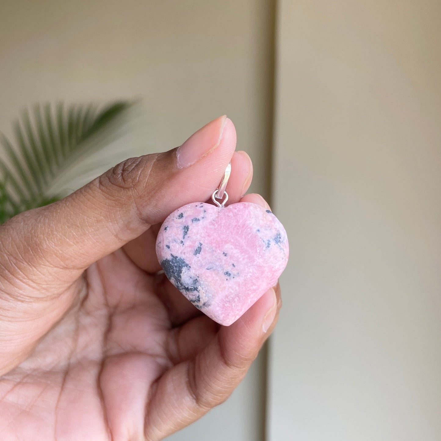 Pink Rhodonite Mini Heart Pendant With Black Cord | Attract Love In General & Promotes Inner Peace