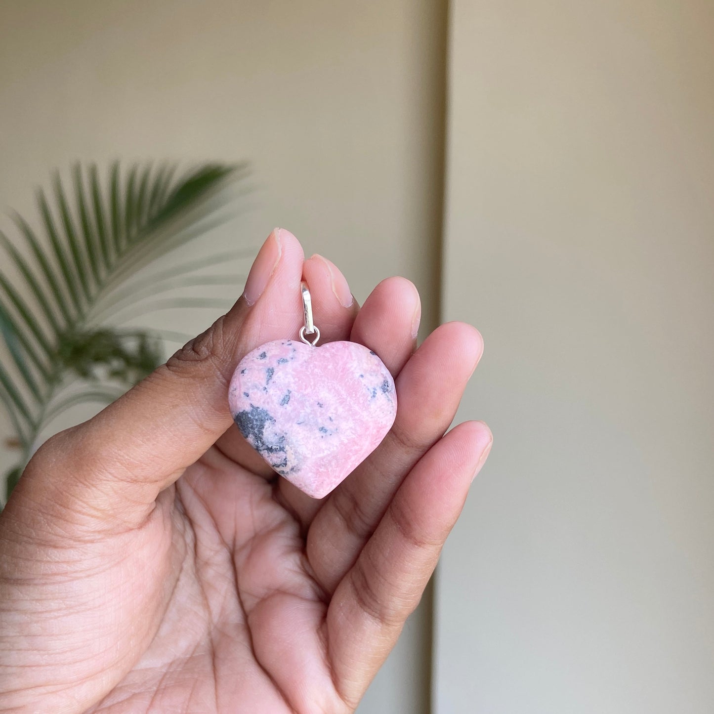 Pink Rhodonite Mini Heart Pendant With Black Cord | Attract Love In General & Promotes Inner Peace