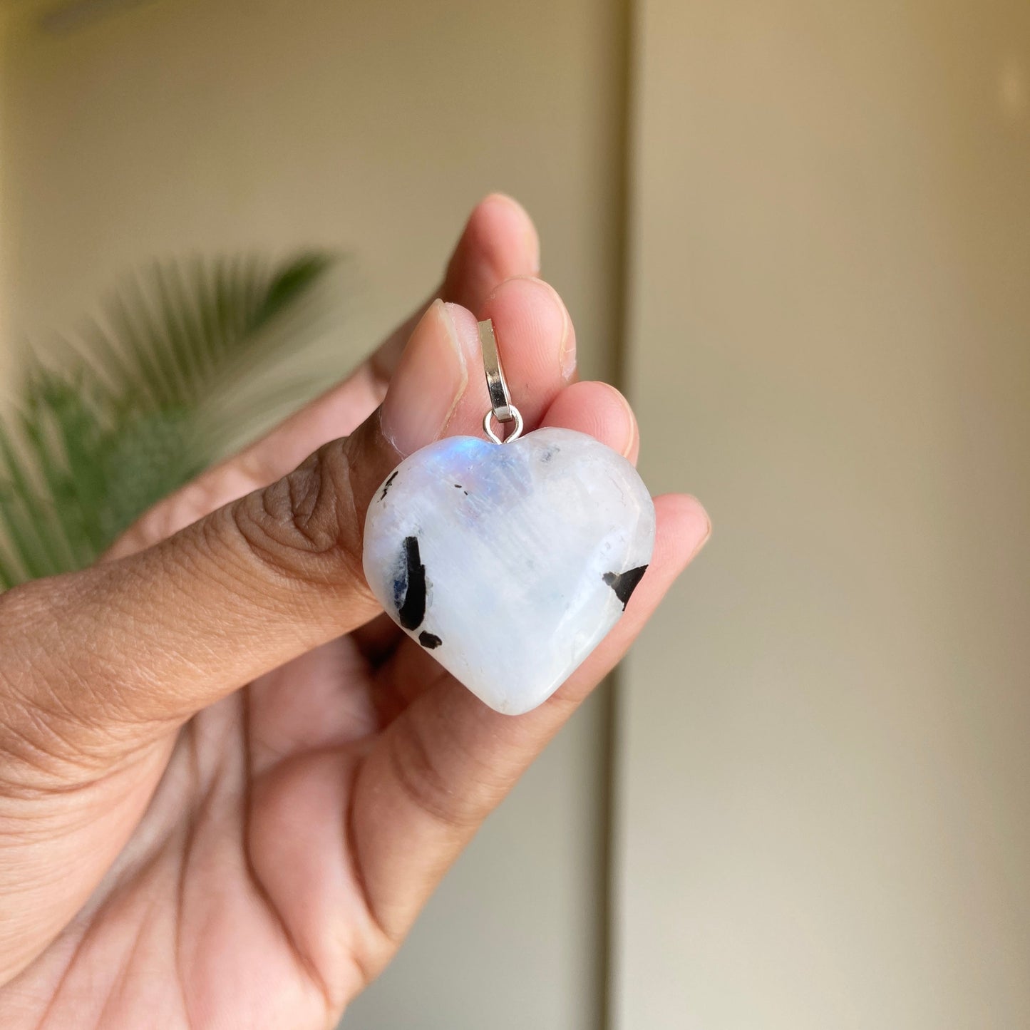 Rainbow Moonstone Mini Heart Pendant With Black Cord| Cool Downs The Emotional Stress Crystal &