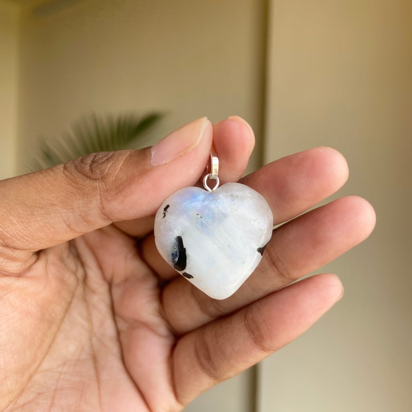 Rainbow Moonstone Mini Heart Pendant With Black Cord| Cool Downs The Emotional Stress Crystal &