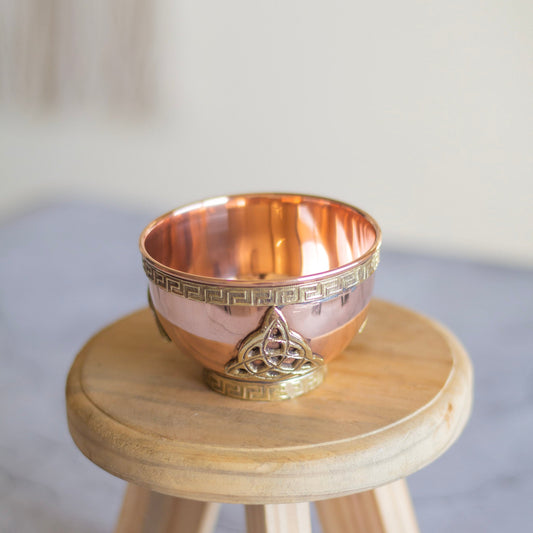 Small Triquetra Carved Copper Offering Bowl Altarware | Altar