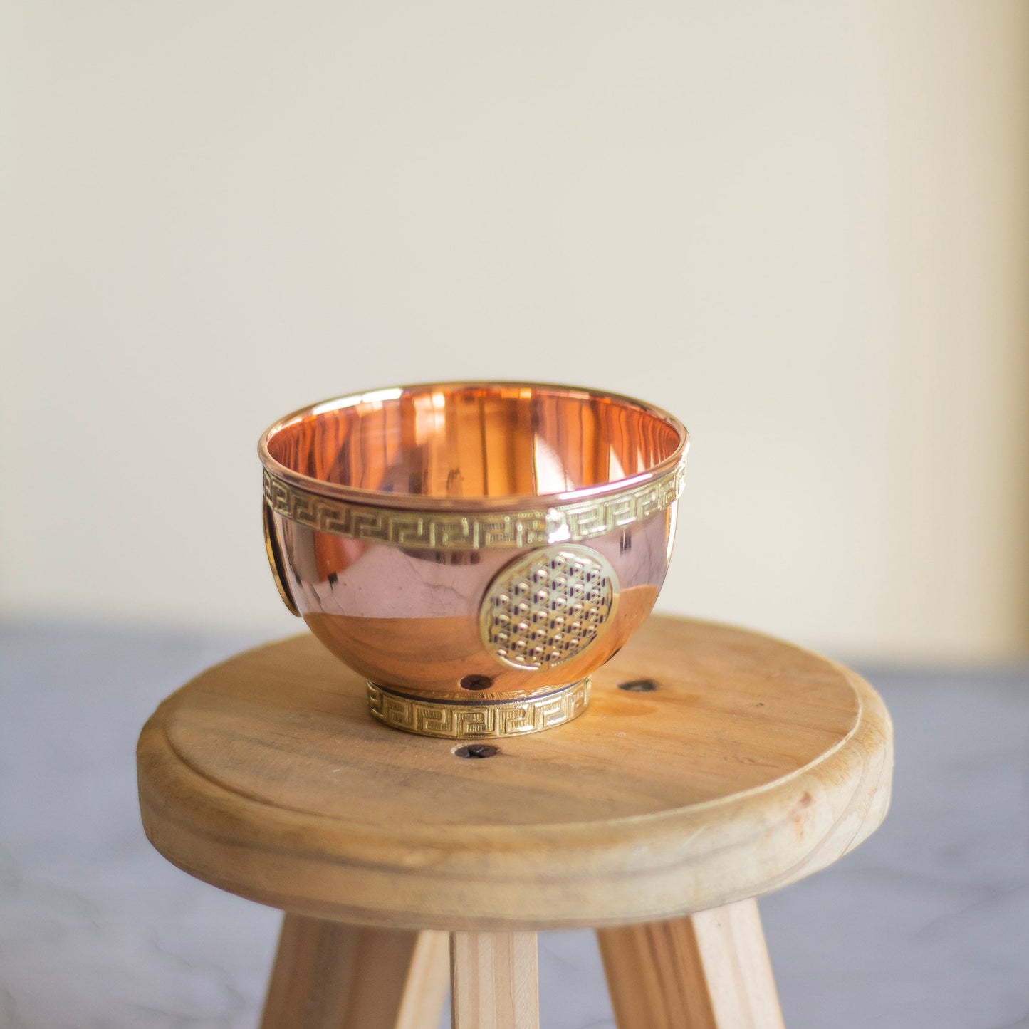 Small Flower Of Life Carved Copper Bowl Altarware | Altar
