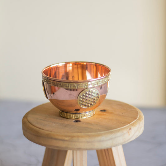 Small Flower Of Life Carved Copper Bowl Altarware | Altar