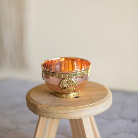 Small Tree Of Life Carved Copper Offering Bowl Altarware | Altar