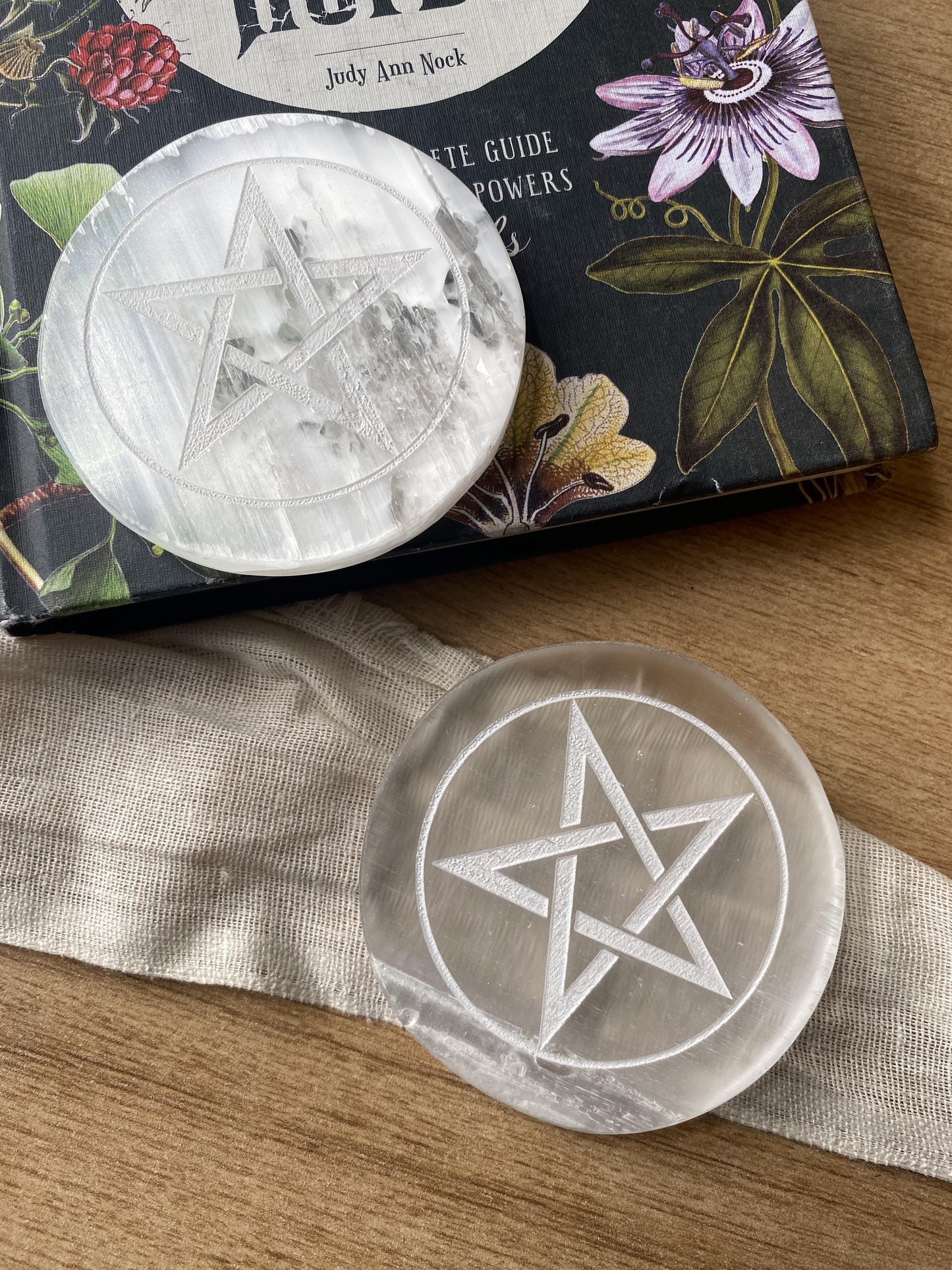 Pentacle Selenite Plate Crystal & Stones