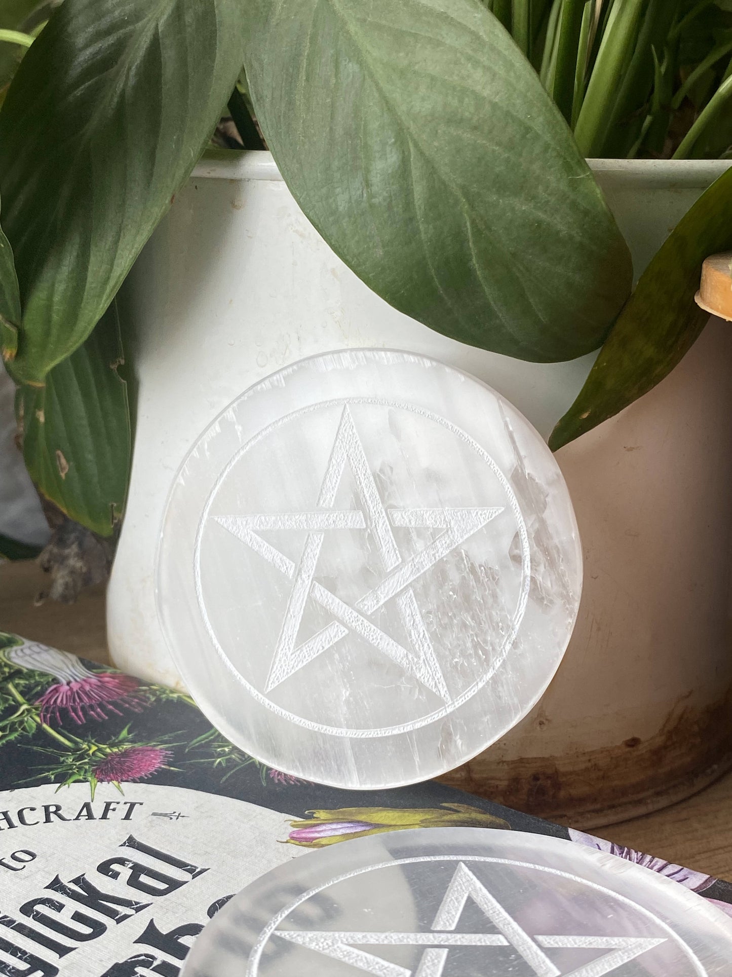 Pentacle Selenite Plate Crystal & Stones