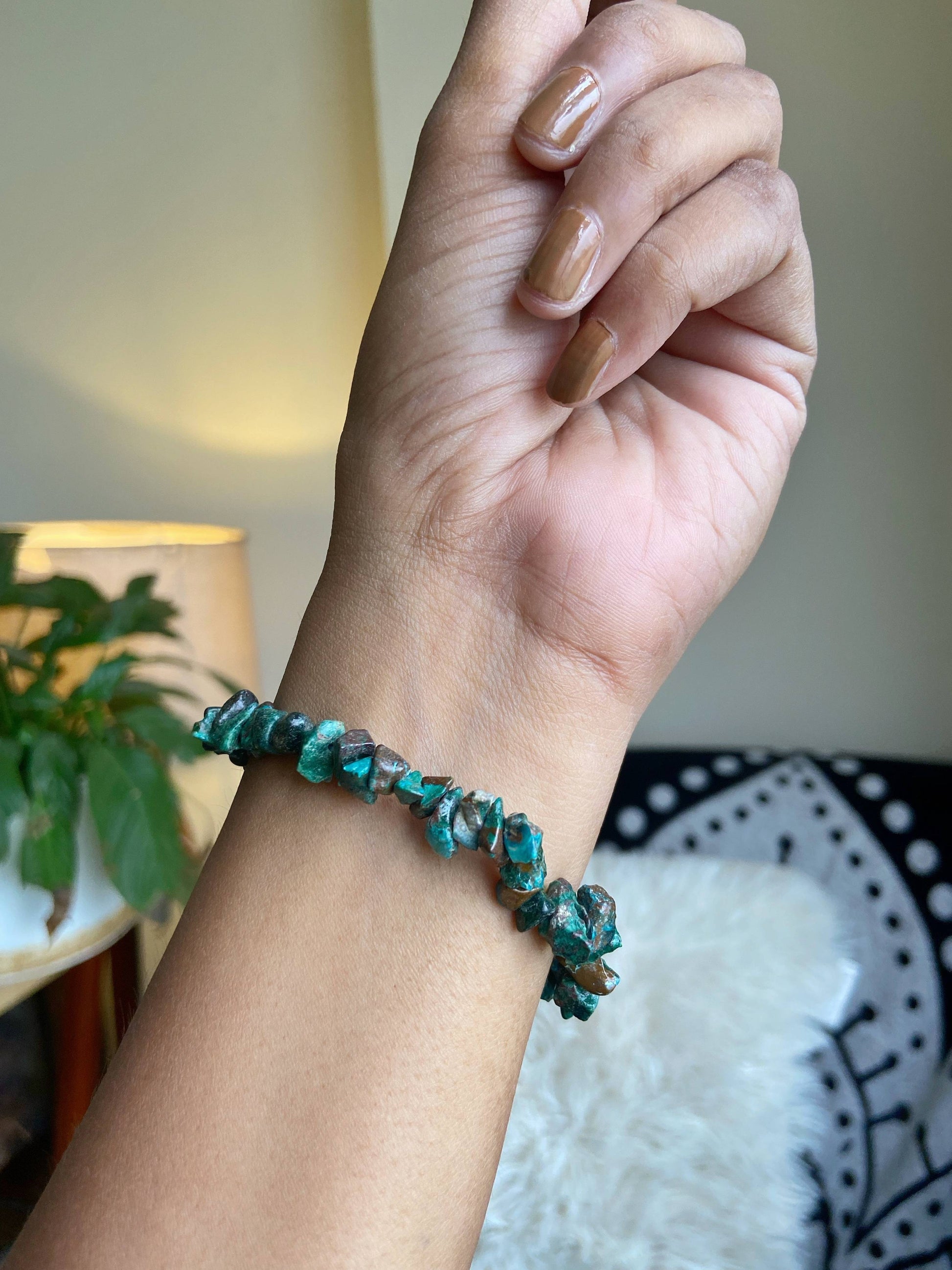 Chrysocolla Chips Bracelet Crystal & Stones