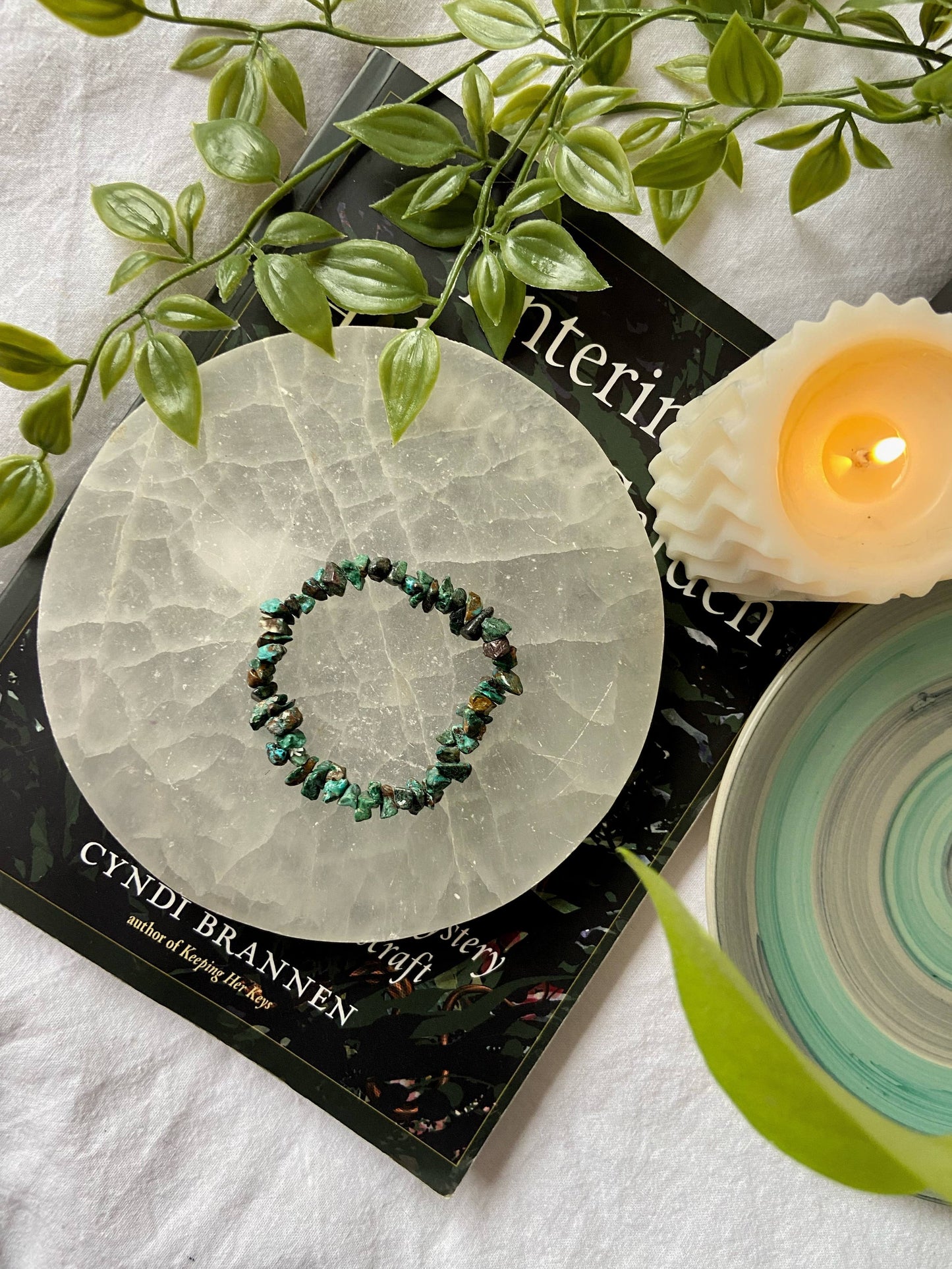 Chrysocolla Chips Bracelet Crystal & Stones