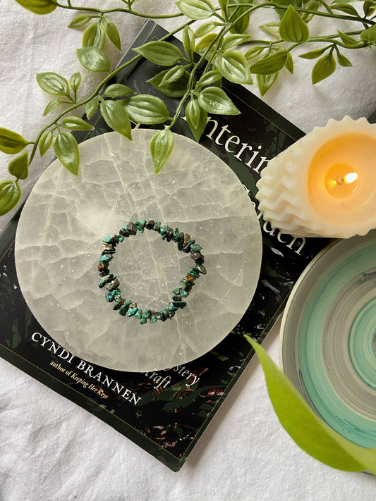 Chrysocolla Chips Bracelet Crystal & Stones