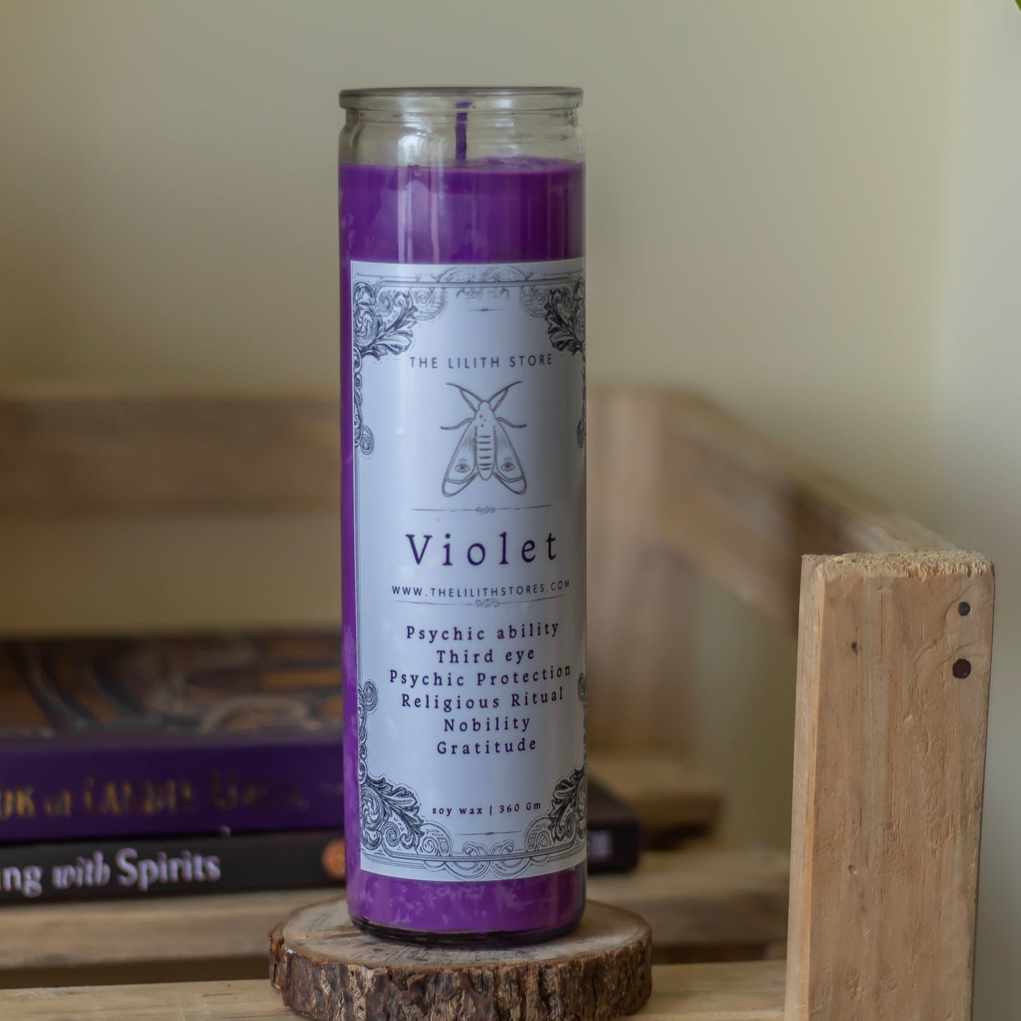 Violet Tall Glass Candle | Soy Wax Candles