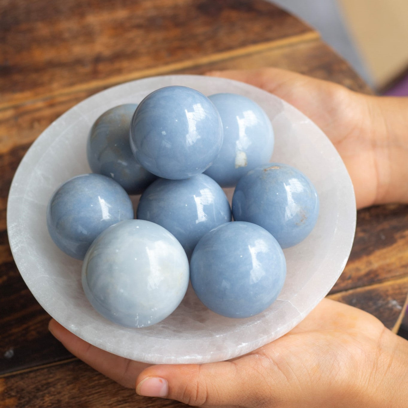 Angelite Sphere - Stone To Connect With Spirit Guides Crystal