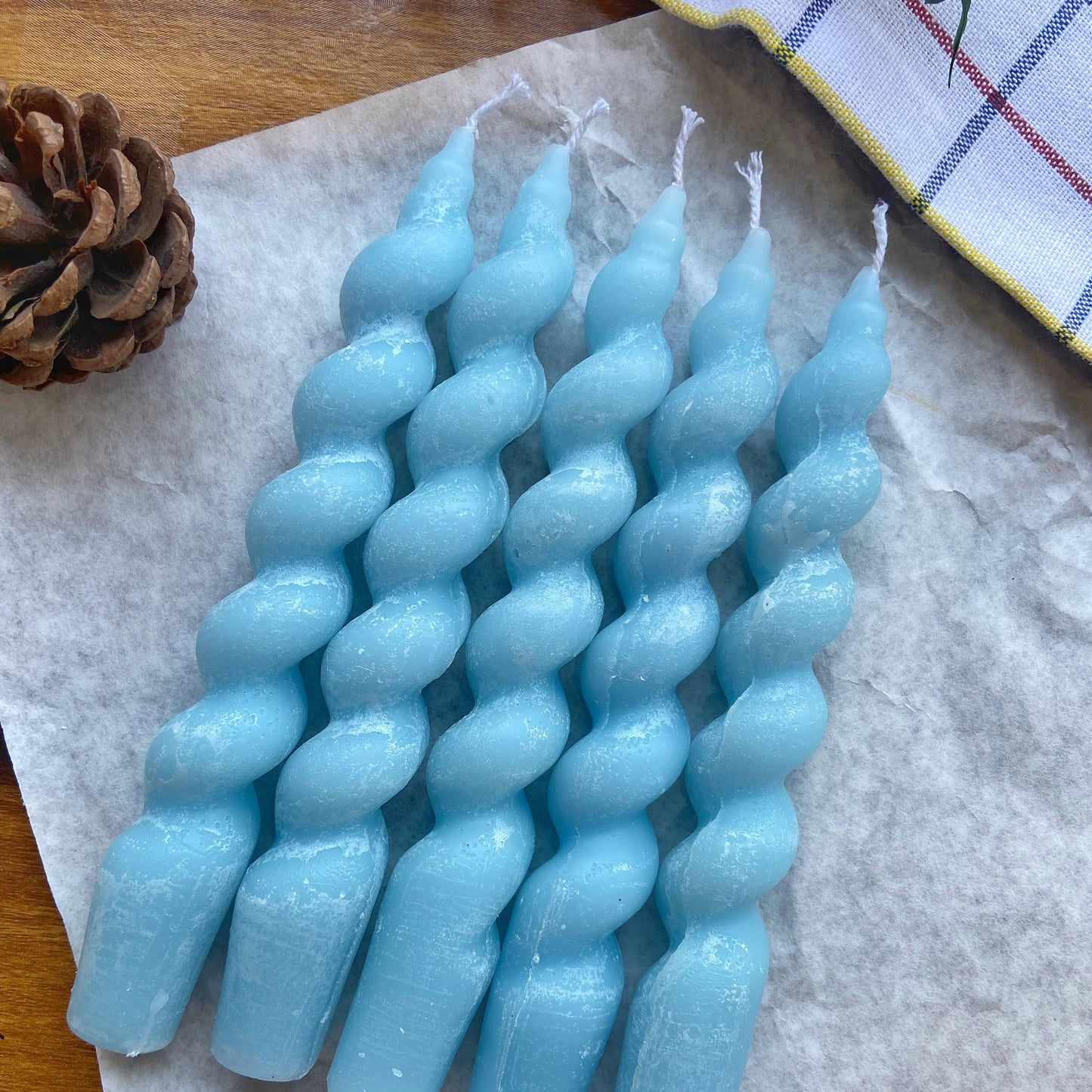 Blue Spiral Taper Soy Candle | Pack of 5