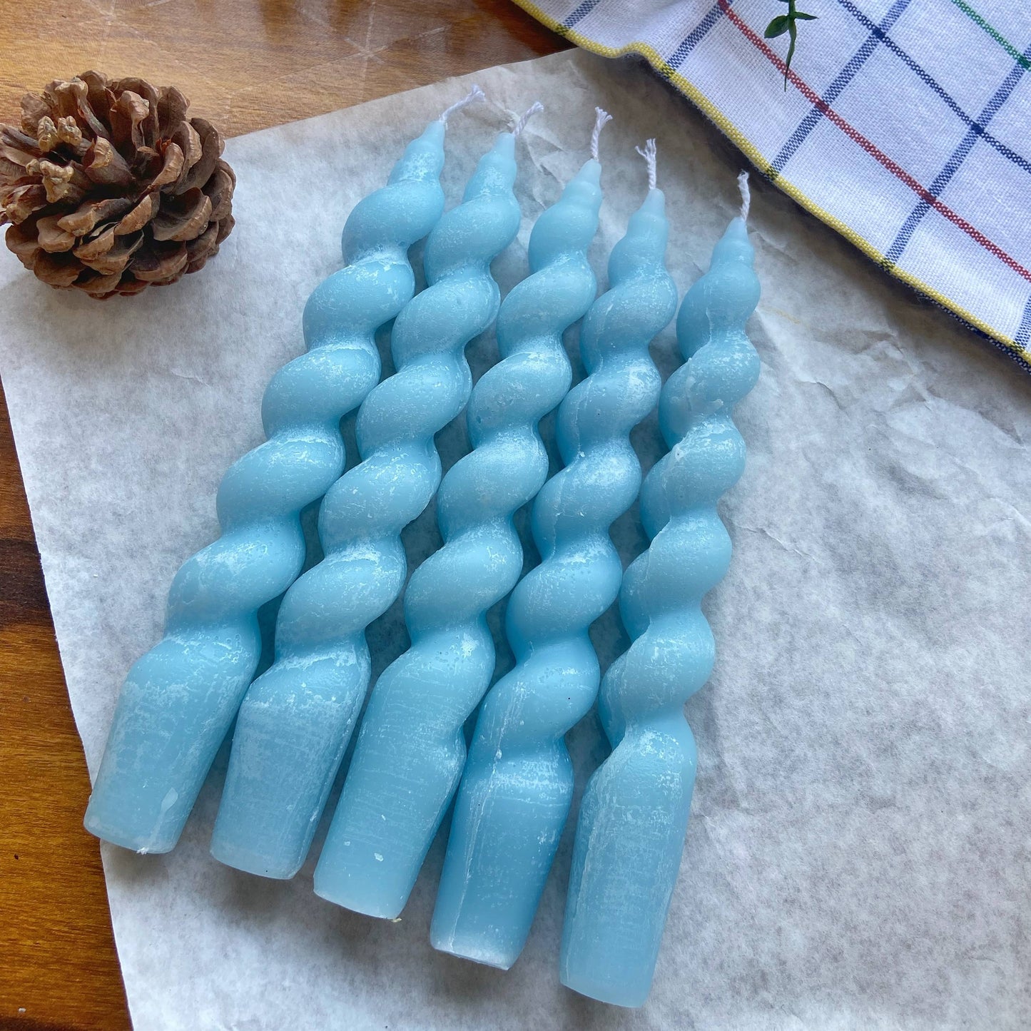 Blue Spiral Taper Soy Candle | Pack of 5